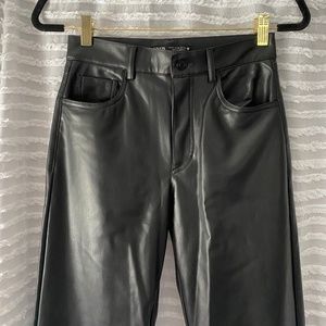 Zara Black Faux Leather Straight Leg Pants (XS)